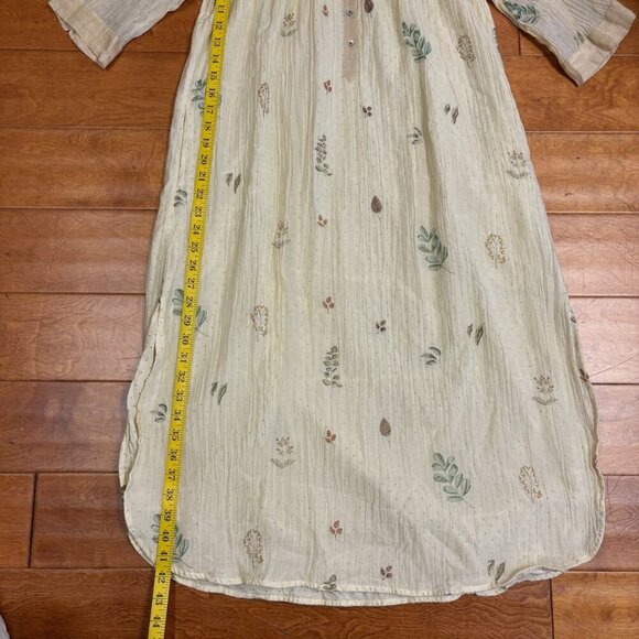 Buna Handmade Midi Dress Cream Cotton Silk Floral Buttons Med Cottagecore Fairy - Picture 14 of 16